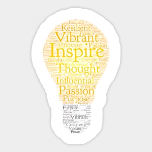 Inspire Light Bulb Word Cloud Orange Light Art Sticker